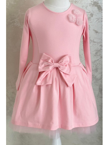 Официална или ежедневна детска рокля в розово с панделка