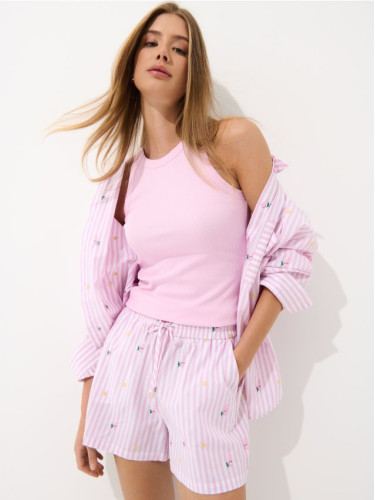 Mohito - Рипсен топ - пастелно розово