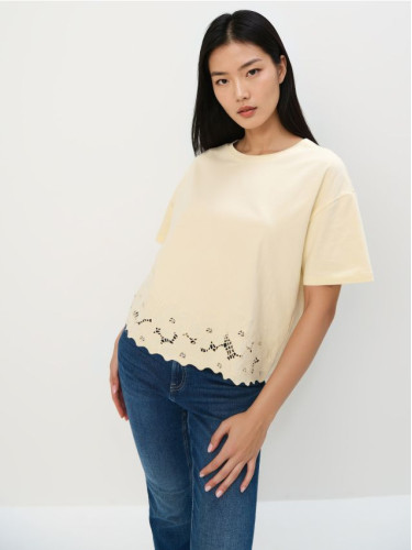 Mohito - Тениска с бродиран мотив - жълто