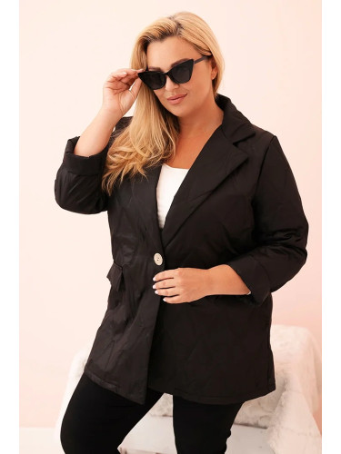 Kesi Włoski Plus Size women's quilted jacket with collar and button black