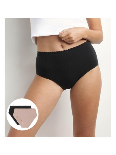 DIM BODY TOUCH HIGHWAIST BRIEF - Women's panties 2pcs - black - beige