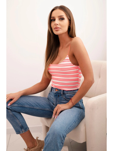 Kesi Women's ribbed striped tank top neon pink