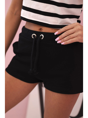 Kesi Women's cotton shorts with a drawstring black