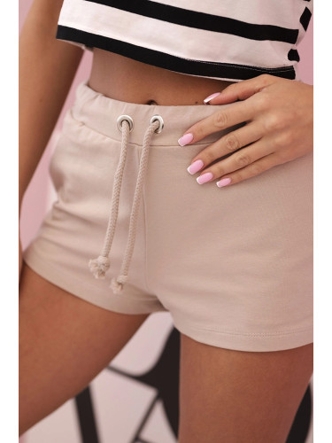 Kesi Women's cotton shorts with drawstring beige
