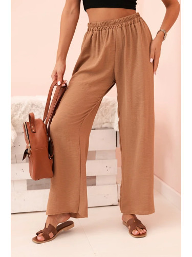 Kesi Włoski Wide-leg pants dark camel
