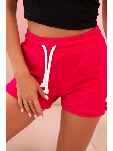 Kesi Women's cotton shorts with elastic and tie at the waist fuchsia