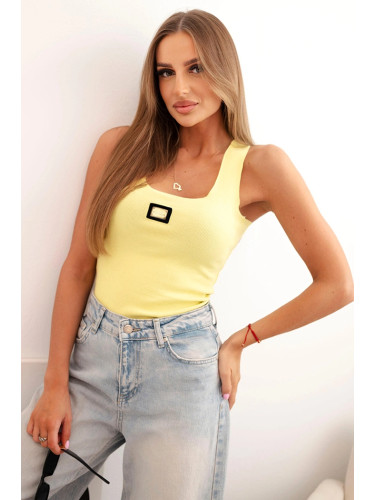 Kesi Women's ribbed tank top with decorative patch yellow