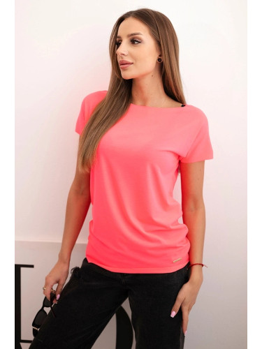 Kesi Women's short-sleeve basic blouse neon pink