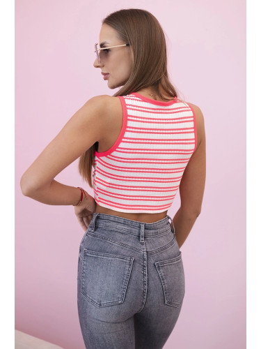 Kesi Women's cotton top with a neckline and gold accent neon pink
