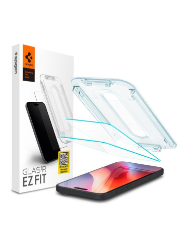 Стъклен протектор Spigen GLAS.tR EZ Fit  с цяло лепило, За iPhone 16 (6.1), Прозрачен