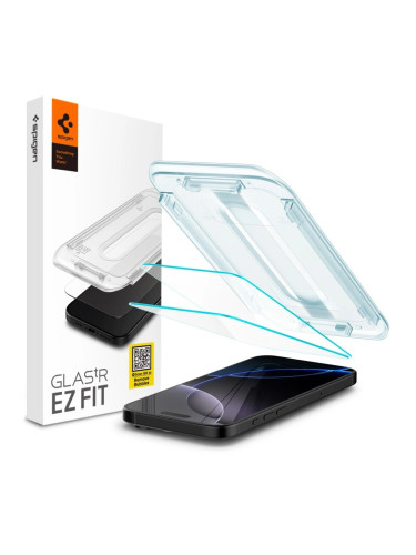 Стъклен протектор Spigen GLAS.tR EZ Fit  с цяло лепило, За iPhone 16 Pro Max (6.9), Прозрачен