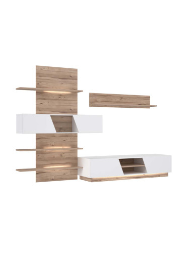 ХОЛНА СЕКЦИЯ ХУЛОН С ОПЦИЯ ЗА LED. ОСВЕТЛЕНИЕ 296/51.8/202.8 СМ В БЯЛО И ДЪБ