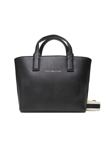 Дамска чанта Tommy Hilfiger Th Logotape Mini Tote AW0AW17448 Черен
