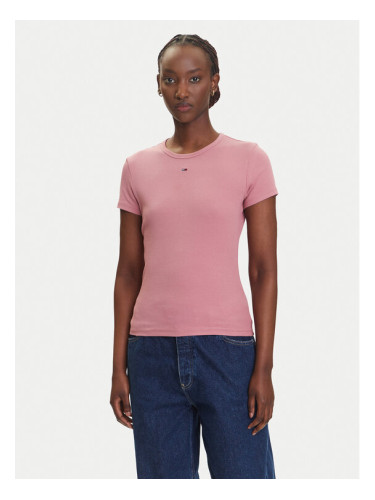 Tommy Jeans Тишърт Essential DW0DW17383 Розов Slim Fit