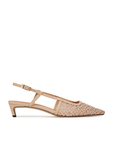Tommy Hilfiger Обувки на ток Mono Squared Toe Kitten Slingb FW0FW08746 Бежов