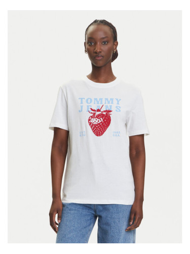 Tommy Jeans Тишърт Strawberry DW0DW20894 Бял Relaxed Fit