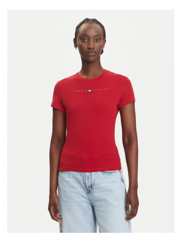 Tommy Jeans Тишърт Linear DW0DW21422 Червен Slim Fit