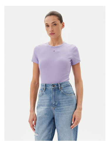 Tommy Jeans Тишърт Essential DW0DW17383 Виолетов Slim Fit