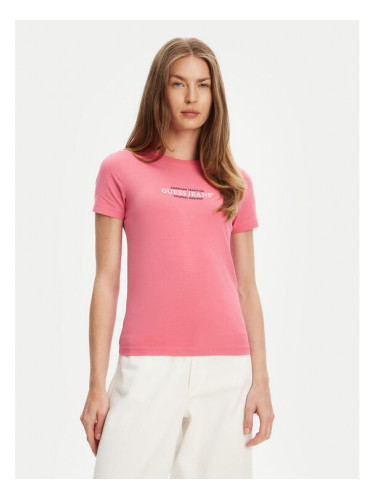 Guess Jeans Тишърт W4YI03 J1314 Розов Slim Fit