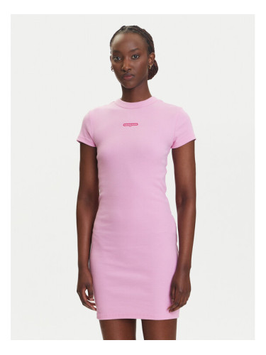 Tommy Jeans Ежедневна рокля Script DW0DW21186 Розов Slim Fit