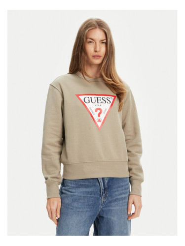 Guess Суитшърт W2YQ16 KBA11 Каки Regular Fit