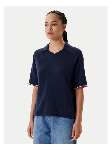 Tommy Hilfiger Тениска с яка и копчета WW0WW45694 Екрю Regular Fit