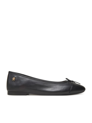 Tommy Hilfiger Балеринки Toe Cap Leather Ballerina FW0FW08759 Черен