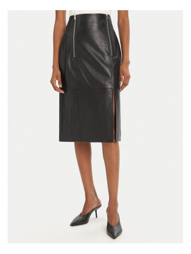 HUGO Кожена пола Leomira 50542308 Черен Regular Fit