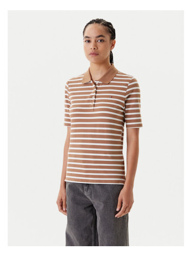 Tommy Hilfiger Тениска с яка и копчета 1895 WW0WW43224 Кафяв Regular Fit