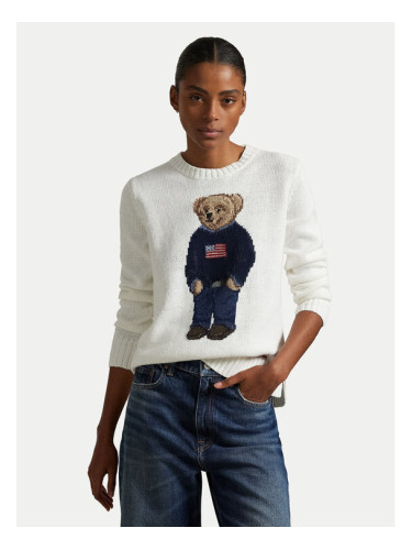 Polo Ralph Lauren Пуловер 211978359001 Бял Relaxed Fit