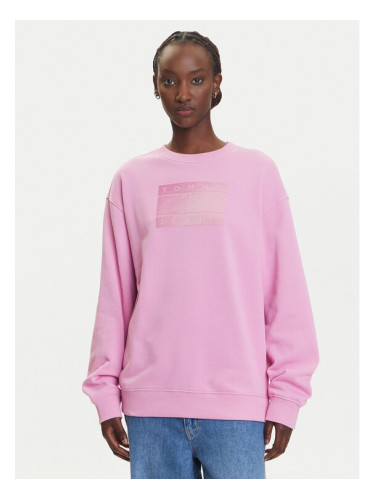 Tommy Jeans Суитшърт Gradient Flag DW0DW21396 Розов Relaxed Fit