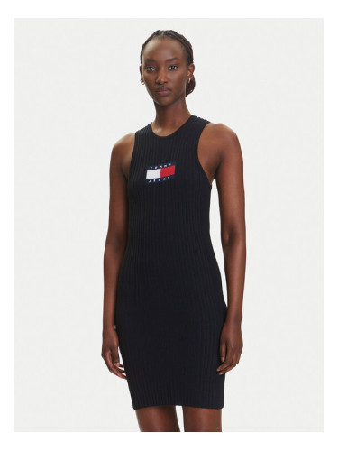 Tommy Jeans Плетена рокля DW0DW20877 Черен Slim Fit