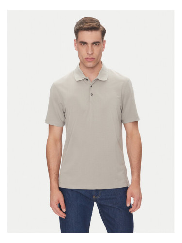 Calvin Klein Тениска с яка и копчета LV04LB220G Бежов Regular Fit