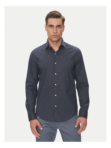 Calvin Klein Риза LV019EU005 Тъмносин Slim Fit