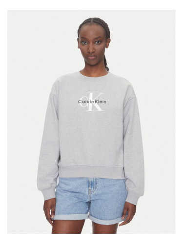 Calvin Klein Jeans Суитшърт Monologo LV047B234G Сив Relaxed Fit