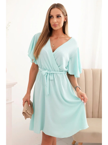 Kesi Włoski Dress with a crossover neckline mint