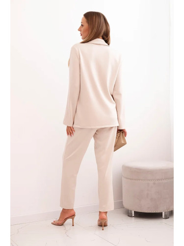 Kesi Włoski Women's set with viscose, decorated and with elastic pants beige