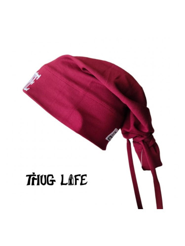 Бийни шапка в тъмночервено с бродерия Thug life tattoo Street Knowledge