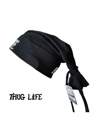 Бийни шапка в черно с бродерия Thug life tattoo Street Knowledge