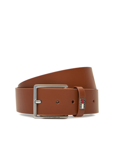 Мъжки колан Tommy Jeans Tjm Flag Leather 4.0 AM0AM13416 Кафяв