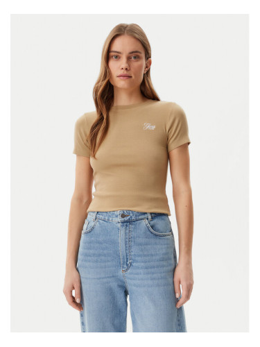 Guess Тишърт W5GP62 KA0H1 Бежов Regular Fit