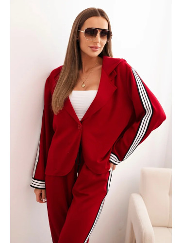 Kesi Włoski Women's set with viscose, featuring a stripe and a sports blazer red