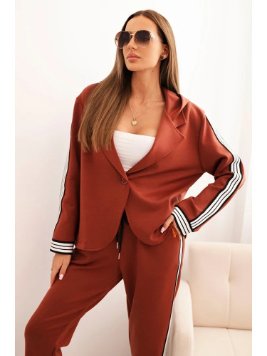 Kesi Włoski Women's set with viscose, featuring a stripe and a sports jacket, ginger