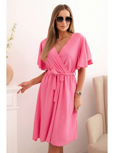 Kesi Włoski Dress with a crossover neckline light pink