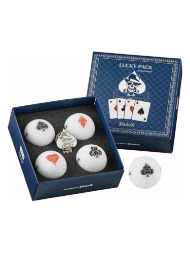 VOLVIK GB LUCKY PACK 4 PCS + 1 BALLMARKER Топчета за голф, бяло, размер