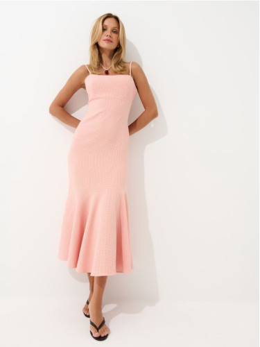 Mohito - Карирана миди рокля - оранжево