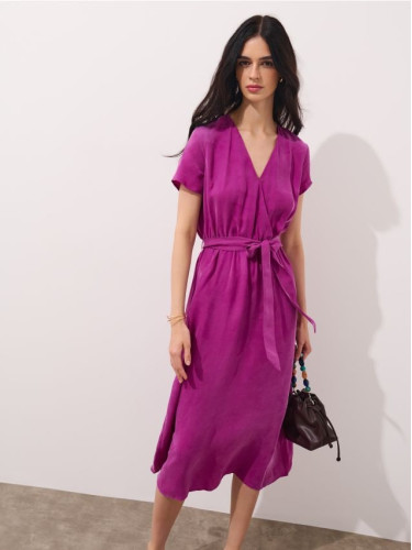 Mohito - Миди рокля с къс ръкав - фуксия