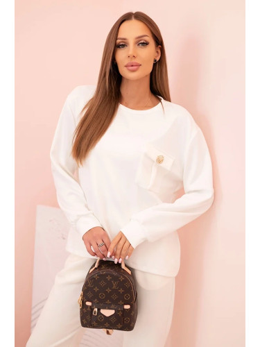 Kesi Włoski Set women's buttery sweatshirt and pants with elastic ecru