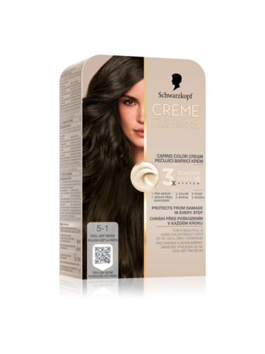 Schwarzkopf Creme Supreme перманентната боя за коса цвят 5-1 Cool Light Brown 60 мл.