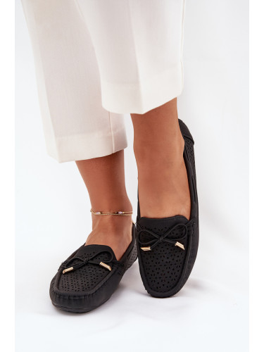 Boto Дамски Мокасини С Дупки И Връзка Черни Mirisa